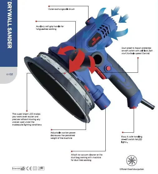 Popular Design Electric Drywall Sander Random Orbital Sander Dust-Free Grinding Machine Factory Supplier