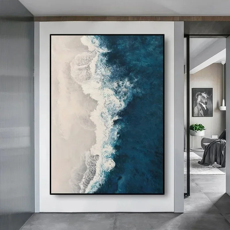 Blue Ocean Beach Landscape Let You Calm Down Canvas Painting Poster Prints Wall Art Picture for Living Room Home Decor Cuadros