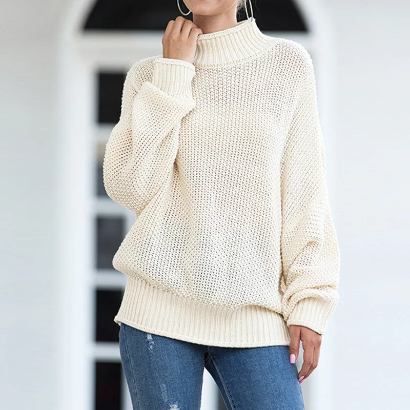 Autumn And Winter Thick Thread Sweater Women's Curled Bat-sleeved Knitted Sweater