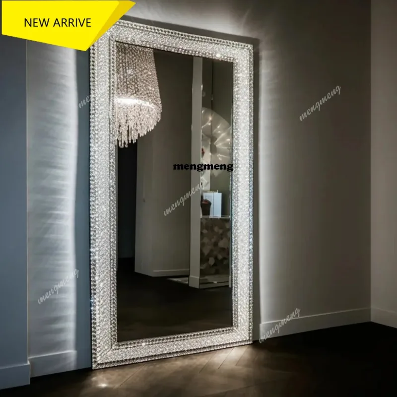 M138 Led Mirror Manufacturers Smart Mirror Touch Switch Adjustable Wall Full Length Led Crystal Mirrors With Led Light