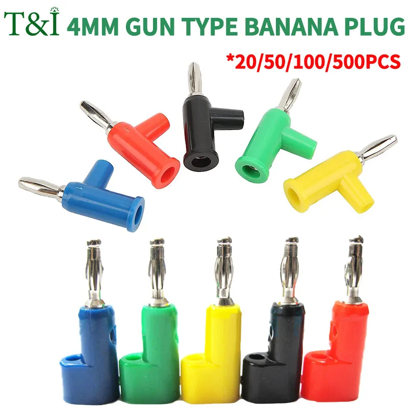 

4mm Banana Plugs Gun Type Stackable Solderless Connect Plug Red/ Black/ Yellow/ Blue/ Green Durable Brass Anticorrosion