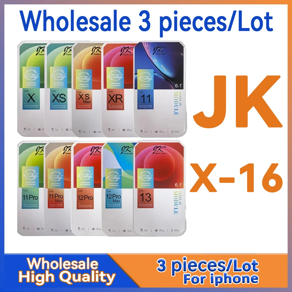 

JK Incell, оптовая продажа, 3 шт./лот, ЖК-дисплей с сенсорным экраном для iPhone 11 12 13 14 15 16 X XS XR Pro Max Plus Mini Assembly