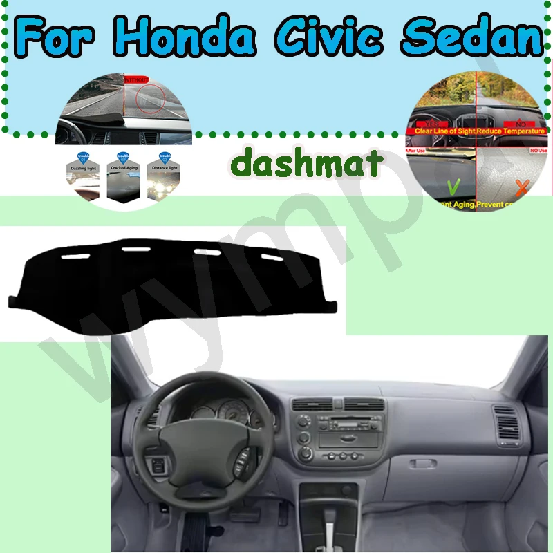 

Коврик для приборной панели для Honda Civic Sedan 2001, 2002, 2003, 2004, 2005, коврик для приборной панели с левым рулем