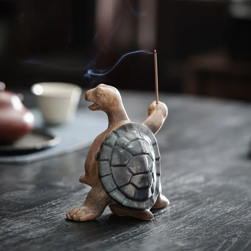 1pcs Mini Turtle Shape Incense Censer Sandalwood Stick Holder Vintage Bronze Animal Incense Holder Burner Stand Gift Home Decor