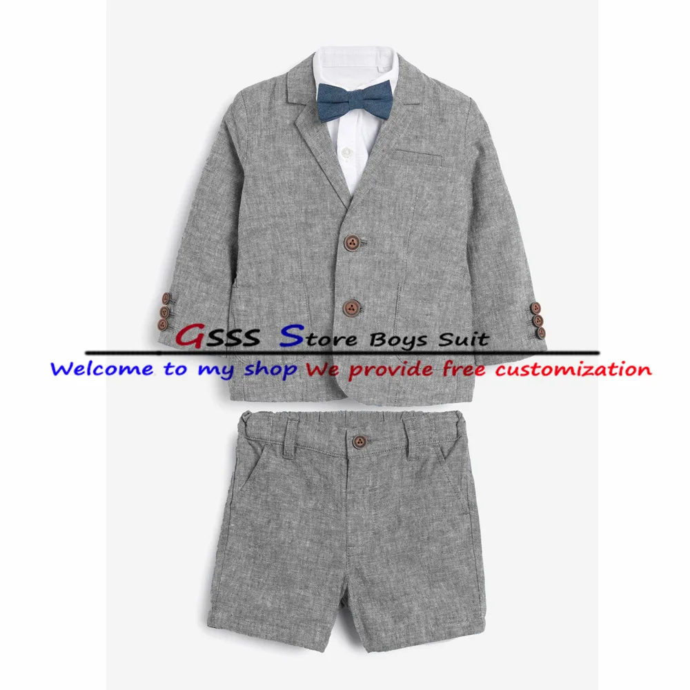 Summer Boy Suit 2 Piece Casual Blazer Pants Set Kids Shorts Jacket Wedding Party Tuxedo Child Prom Dress