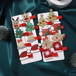 Juego de pinzas para el pelo de Navidad para niñas y niños, suministros de decoración navideña, decoraciones para fiesta de año nuevo, accesorios para el cabello de bebé, regalo al por mayor, 8 Uds.