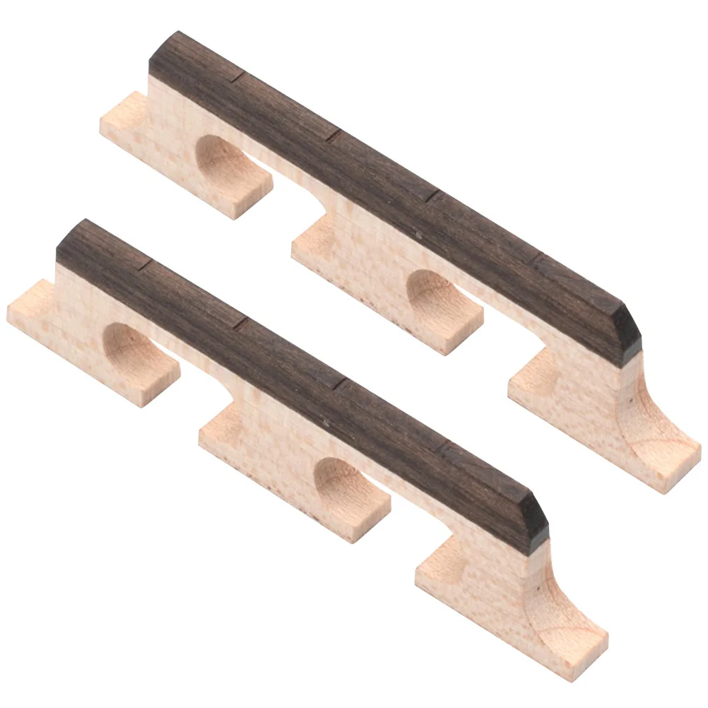 

2pcs Wooden Replacement Durable Smooth Surface Clear Tone Adjustable Professional Part Saddle Bridge Accessories Wood for Banjo
