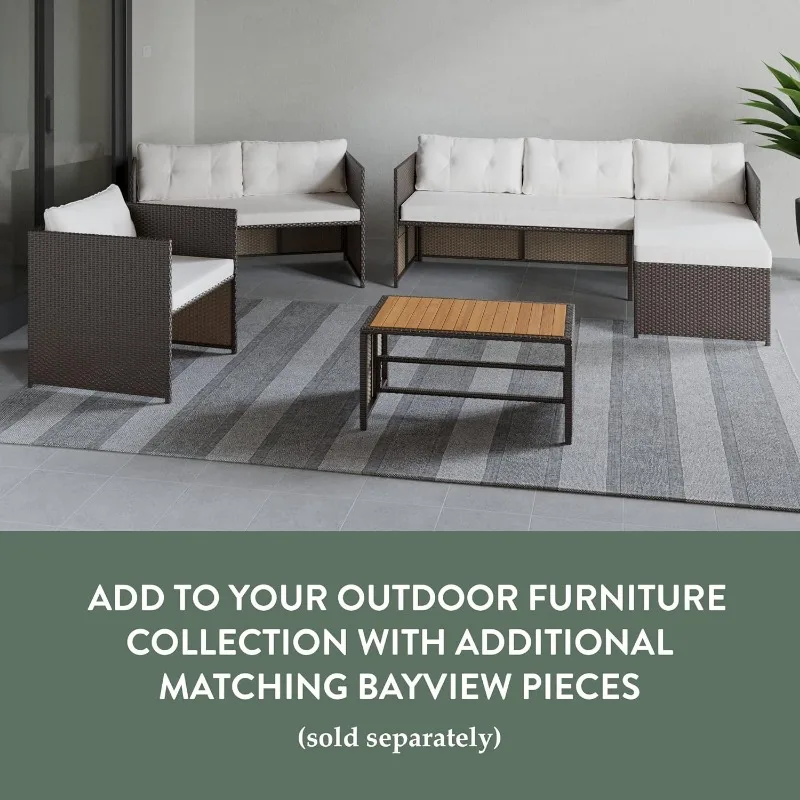 Edenbrook Bayview Rattan Patio Furniture - Mix and Match Outdoor Furniture, L-Shape Sofa Only Rattan