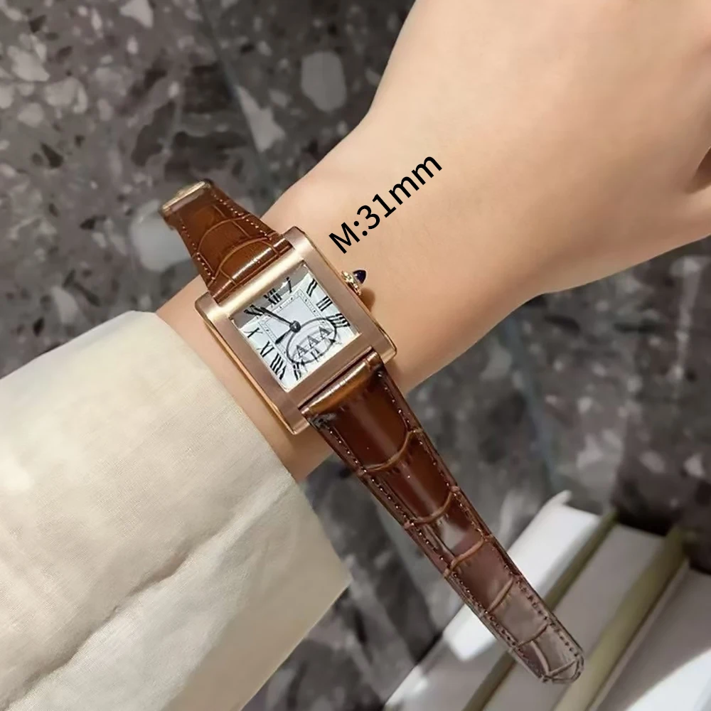 2025 luxo ct marca feminina relógio de quartzo japonês aço inoxidável diamante quadrado mulher roupas banheira relógio de couro genuíno