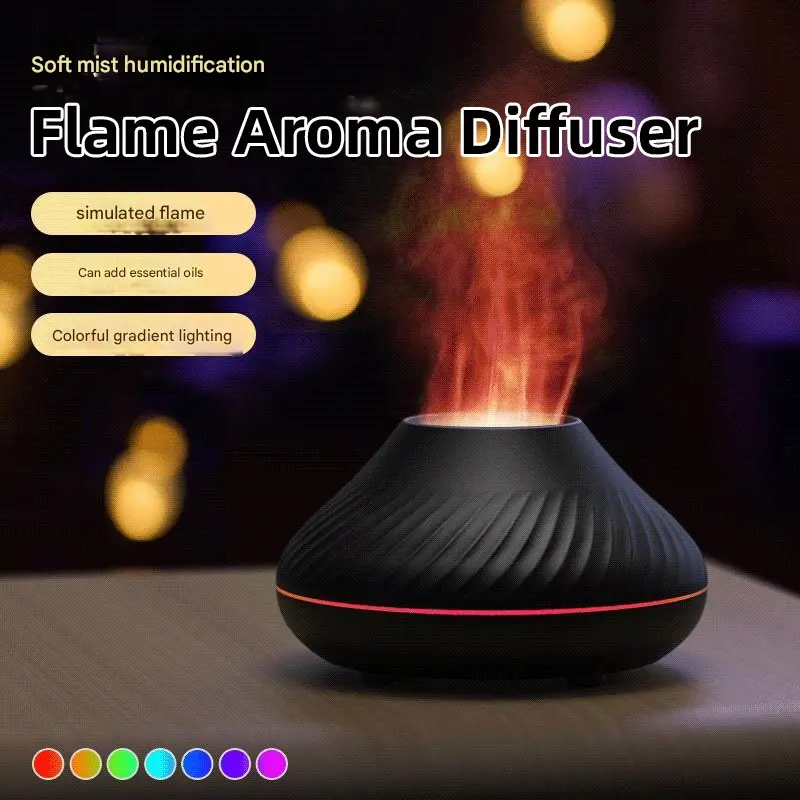 Simulated Flame Aromatherapy Machine USB Small Appliance Air Aromatherapy Humidifier Colorful Flame Humidifier