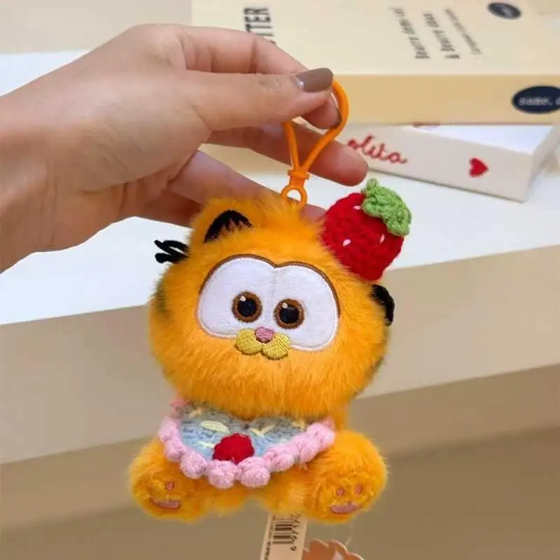 Porte-clés en peluche Garfield de dessin animé Kawaii, poupée en peluche douce périphérique, pendentif de sac à dos, accessoires cadeaux d'anniversaire pour ami