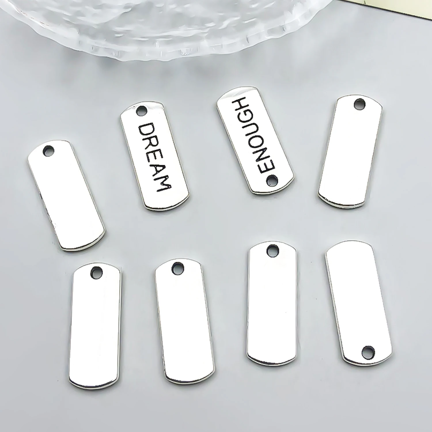 40pcs Alloy ancient silvery letter strip Pendant Jewelry Making DIY Earrings Charms for Jewelry Bracelets Necklace