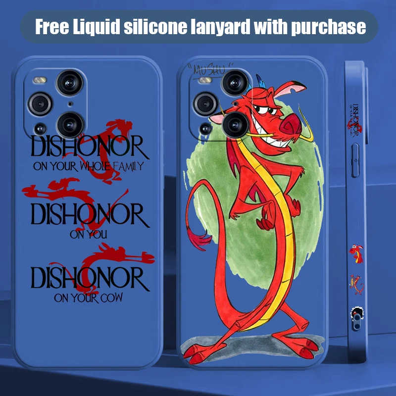 Disney Mulan Phone Case For OPPO Find X2 X3 X5 Pro Lite Neo Reno 2 Z 5 6 7 8 10 Lite Pro Liquid Left Rope Funda Shell Cover Capa