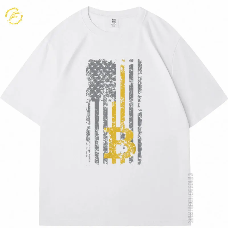 

Bitcoin Tops Tees Usa Flag Distressed Digital Currency Lover 2025 Hot Oversized T Shirt Men T-Shirts Luxury Brands TShirt Homme