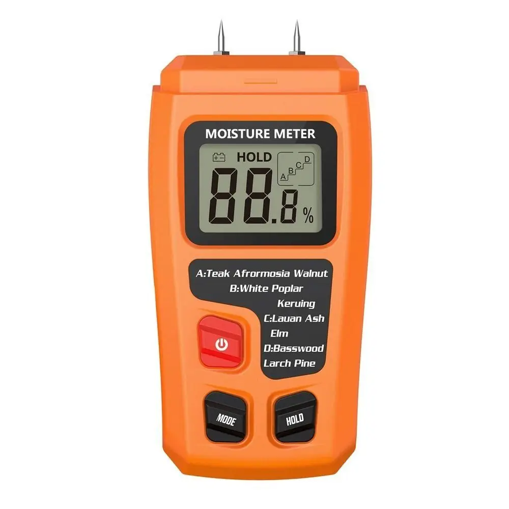 

4 Measurement Modes Wood Moisture Tester Two Pins Accurate Wall Moisture Detector Digital LCD Display Wood Humidity Tester