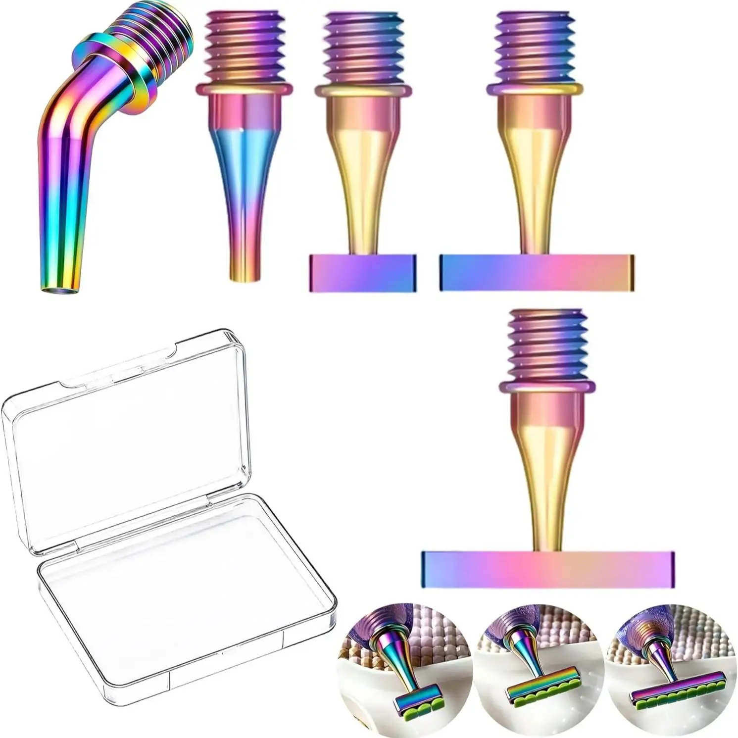 Ensemble de pointes de stylo pour peinture au diamant en acier inoxydable (version fine), avec boîte de rangement, plusieurs modèles de pointes de stylo filetées, accessoires d'outils en métal pour strass pour adultes