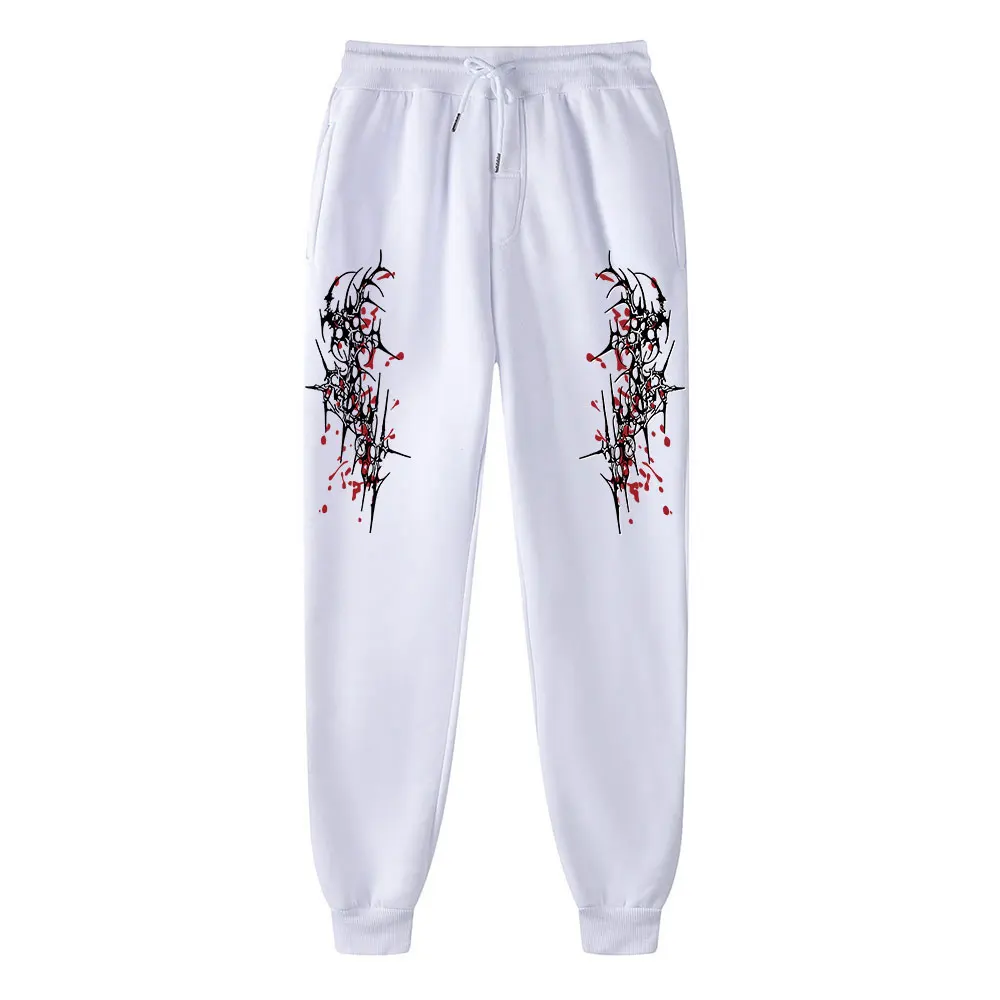 بنطال رجالي بتصميم برباط كبير الحجم للارتداء اليومي بنطال رياضي بطباعة شوكة بنطال رياضي مريح للركض #5