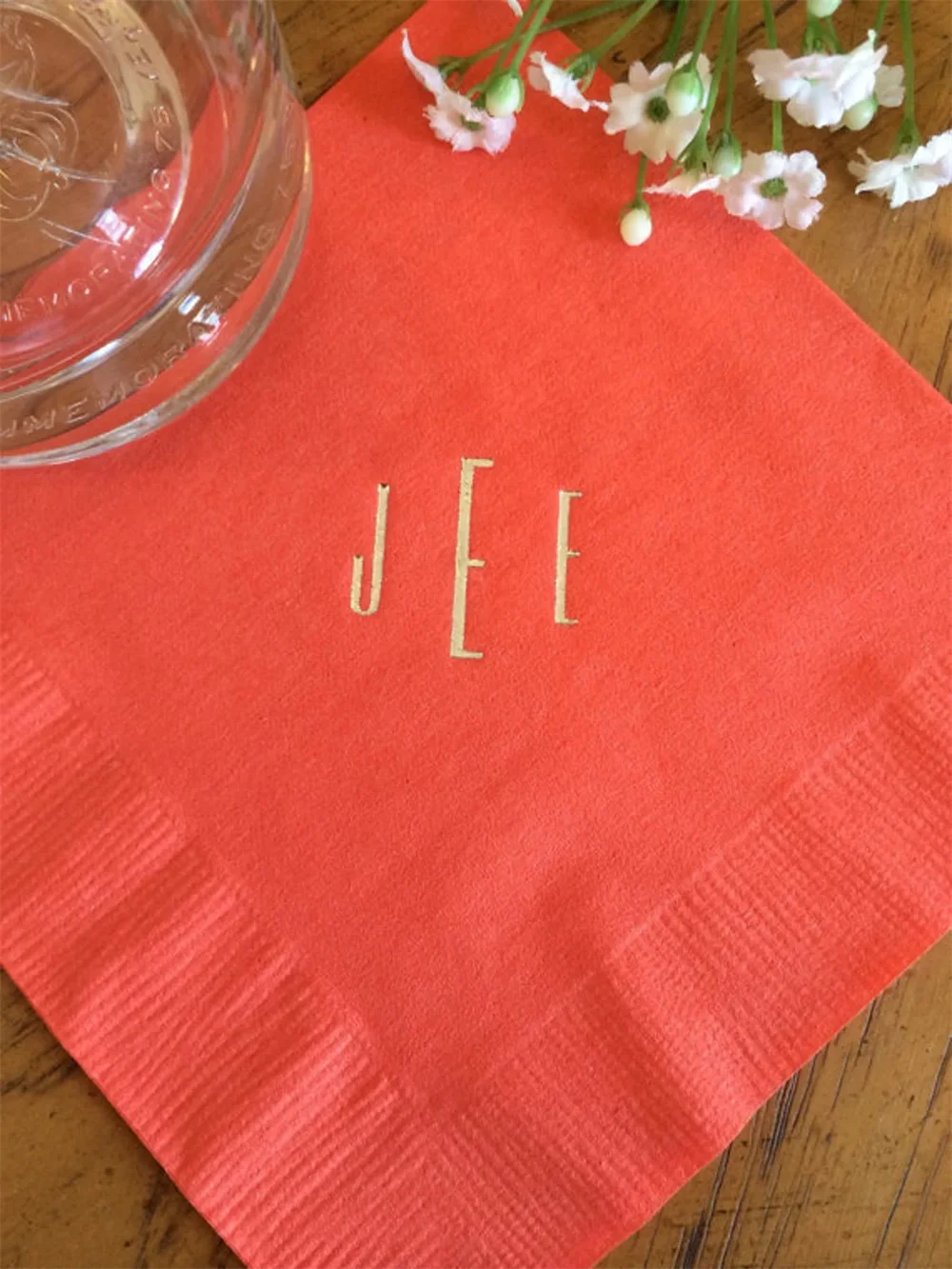 50PCS Personalized Monogram Cocktail Beverage Napkins Wedding Bar Bat Mitzvah Birthday Baby Baptism Communion Anniversary Hostes