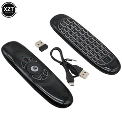 Nowy 2.4G RF pilot zdalnego sterowania C120 Air Mouse angielski rosyjski hiszpański bezprzewodowy podświetlenie klawiatury dla Android Smart TV opakowanie