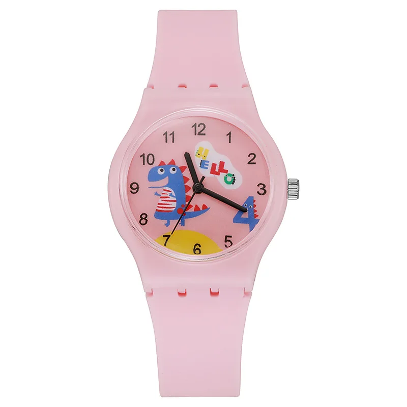 UTHAI CA11 Children\'s Watch Boys and Girls Cute Cartoon For Little Dinosaur Kids Students Quartz Watches Silicone Candy Color