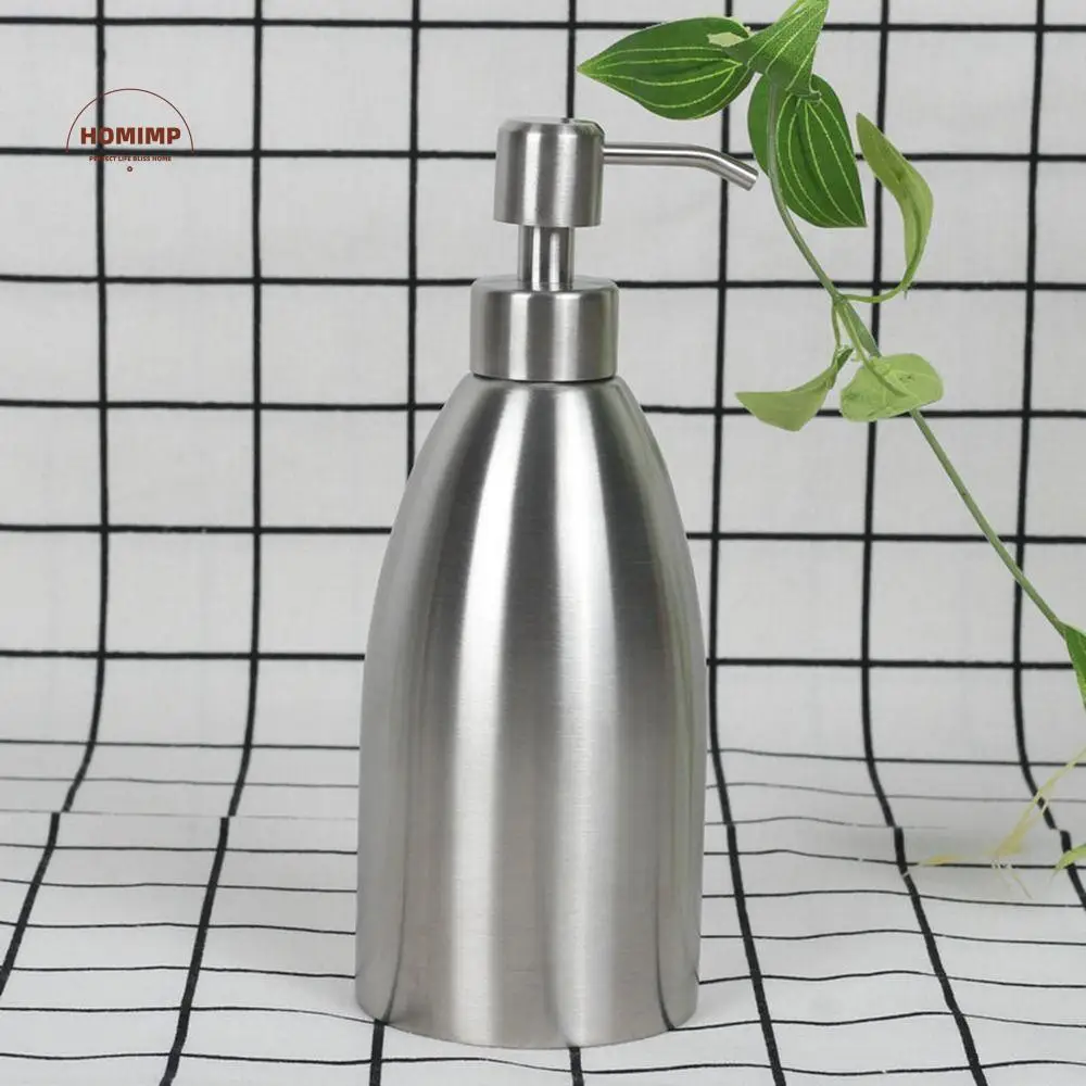 

500ml Stainless Steel Soap Dispenser Refillable Press Type Shower Gel Bottles Multifunctional Practical Hand Sanitizer Holder