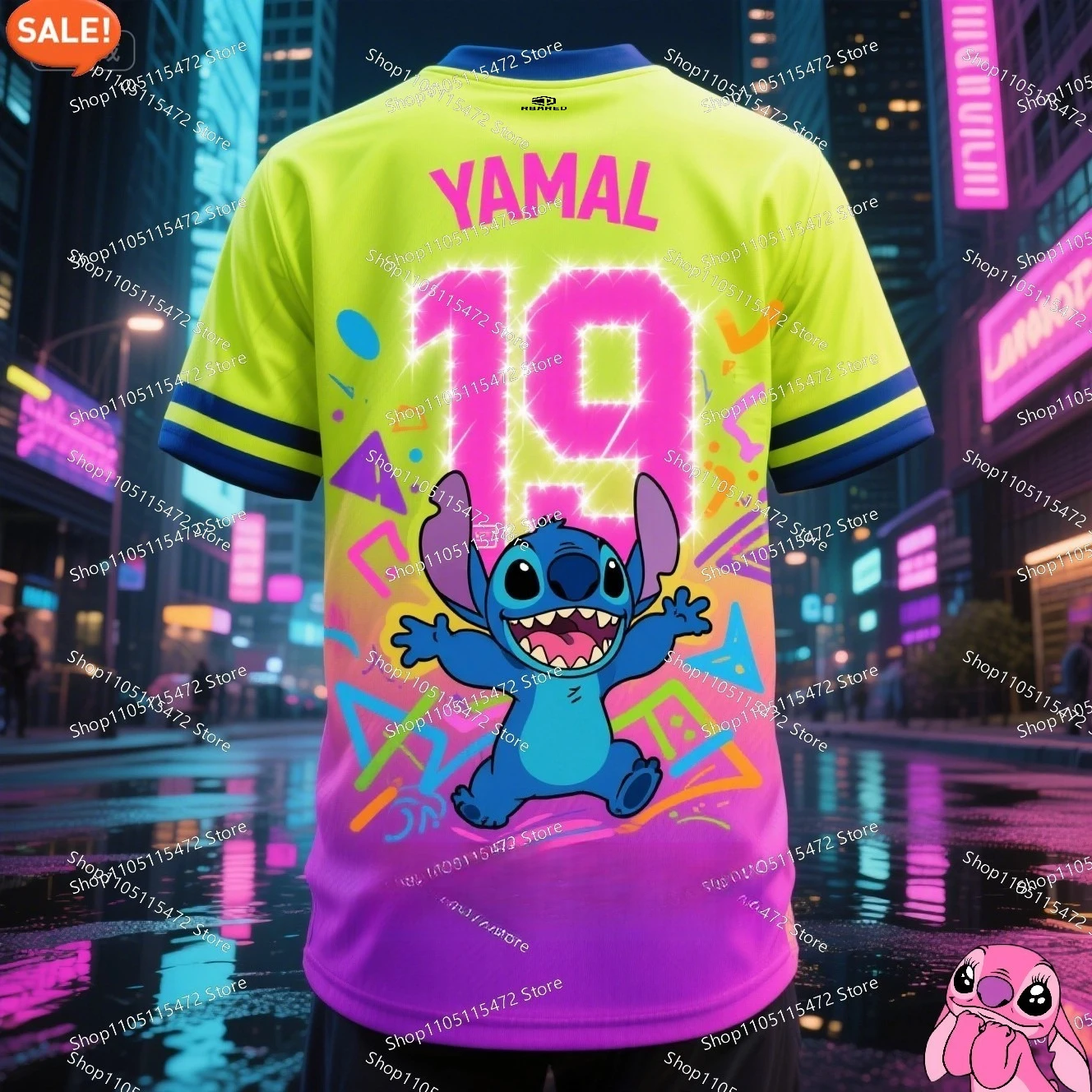 طباعة ثلاثية الأبعاد غرزة و يامال التعاون كرة القدم Ai تي شيرت لطيف وأنيق مريح الصيف الاطفال الكبار بنين بنات RBARED #1