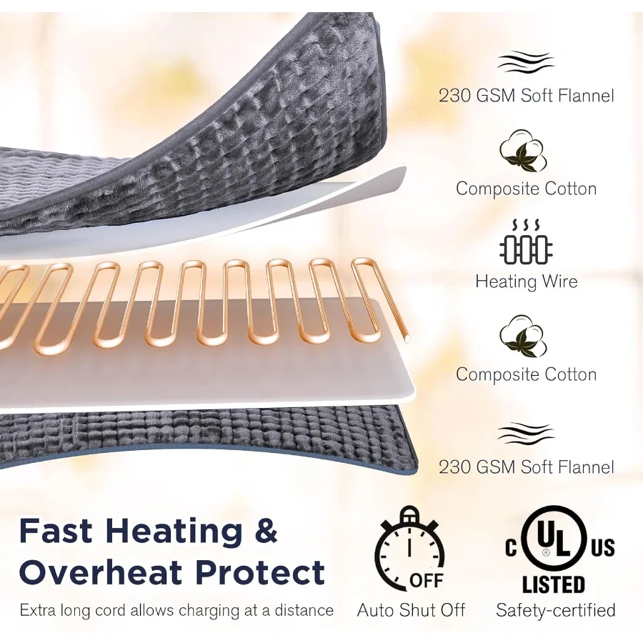 NALONE Full Body Heating Pad for Back Pain Relief 10FT Cord Extra Large Heating Pads for Neck XXXL Portable Electric Heated Pad