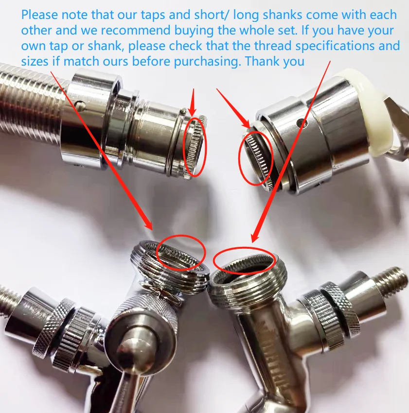 Kegland NUKATAP Beer Tap Homebrew Faucet CHROME PLATED BRASS LONG SHANK 100MM WITH NUT,BARB TAIL AND COLLAR