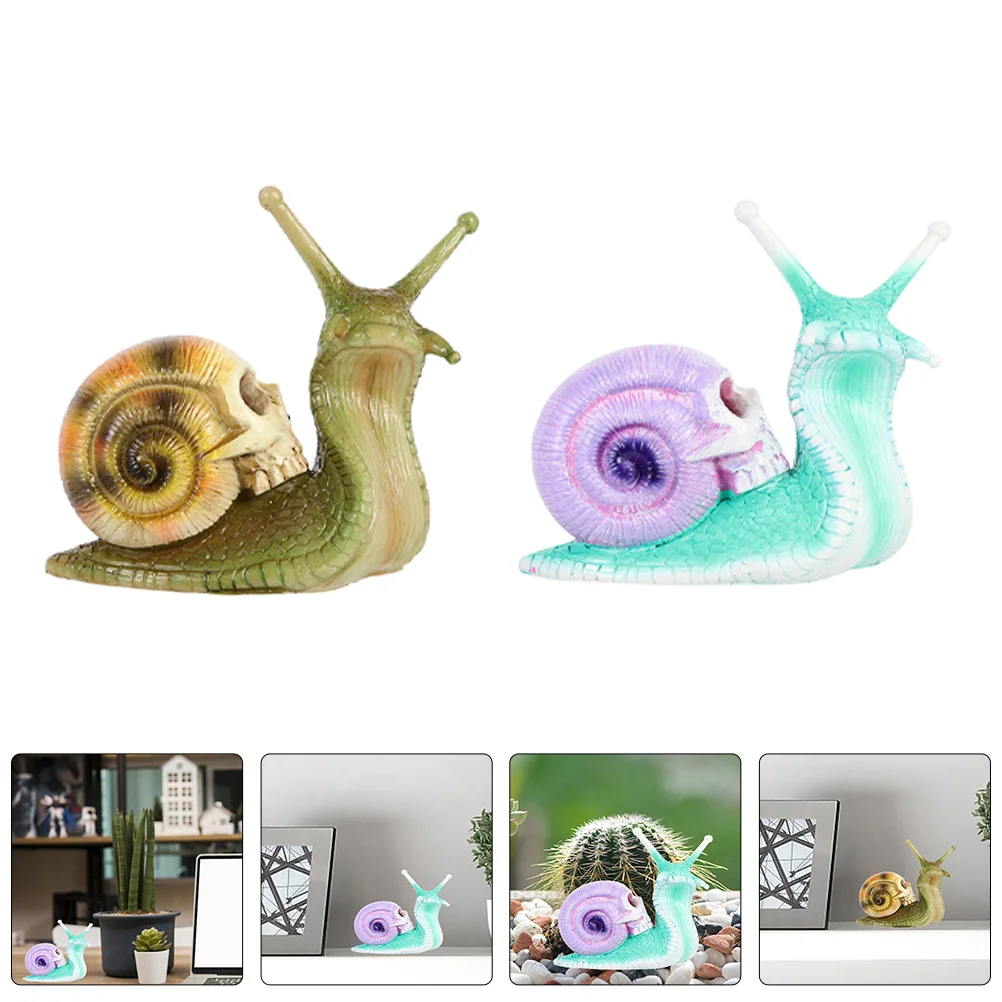 

2pcs Resin Snail Statues Lifelike Simulation Desktop Decor For Room Garden Layout Tabletop Ornament Home Decoration