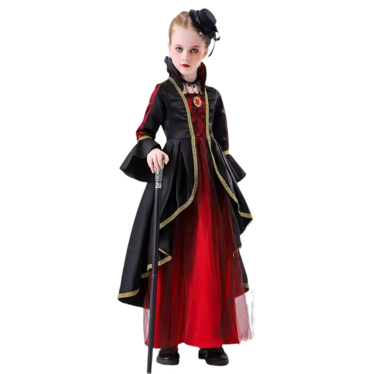 k Princ Skirt loween New Children's Costume  Witch Stage Performance Outfit Gothic Sle Women's Ethnic Costume