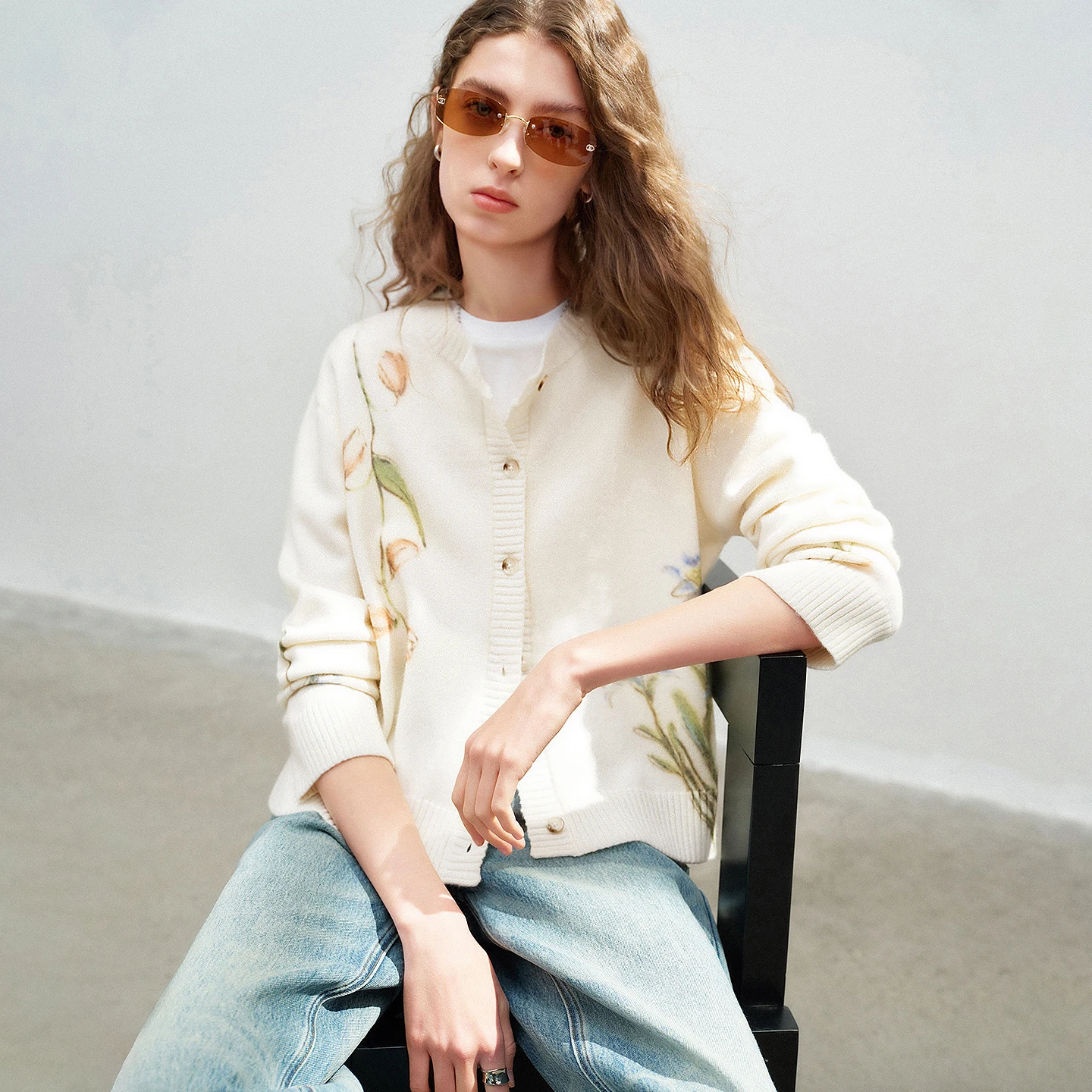 Watercolor Floral Knit Cardigan for Women - Spring 2026