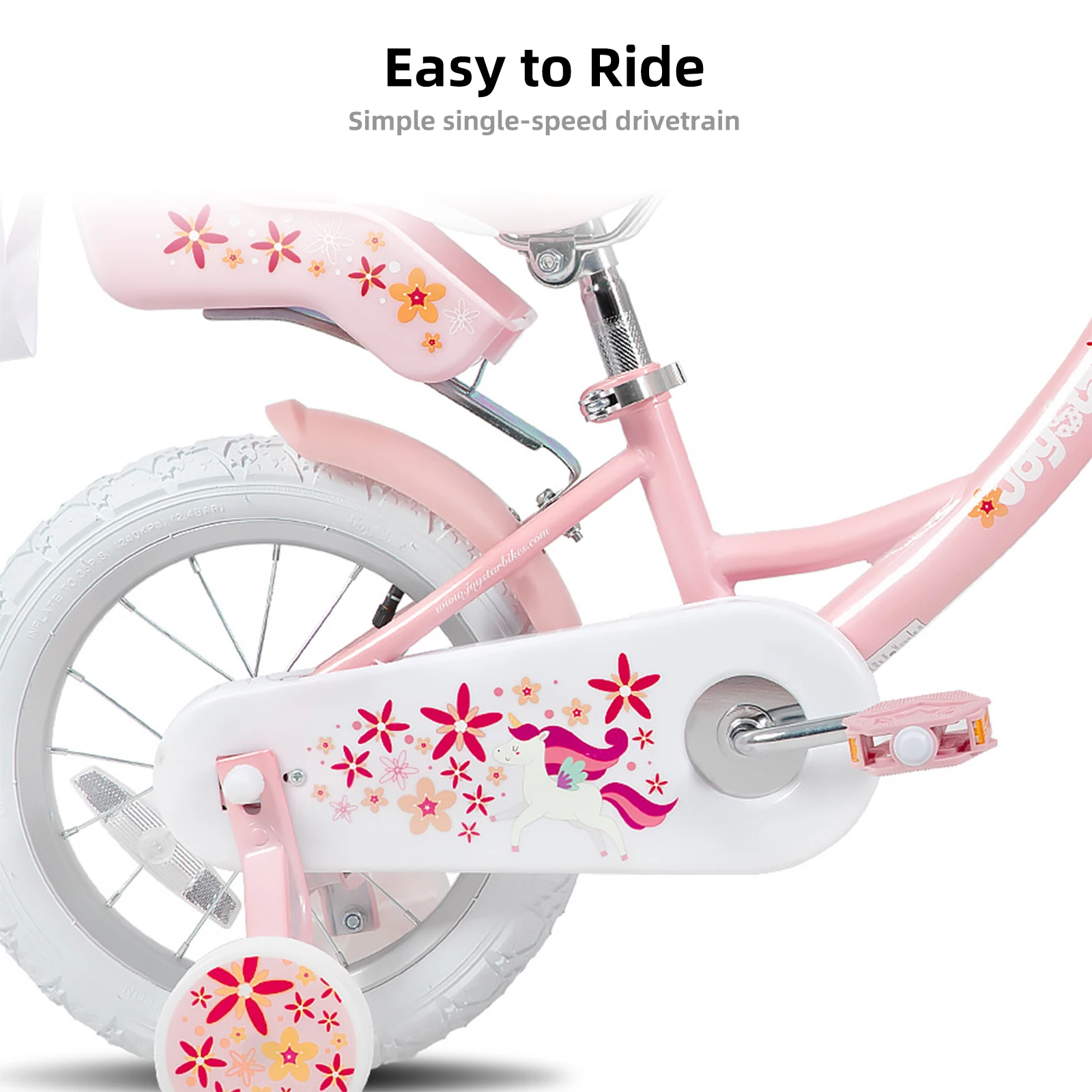 JOYSTAR Bici per bambini per ragazze di età compresa tra 2 e 9 anni, 12 14 16 18 pollici Bici per bambini con ruote da allenamento, seggiolino per bambole, stelle filanti, cestino, Rosa