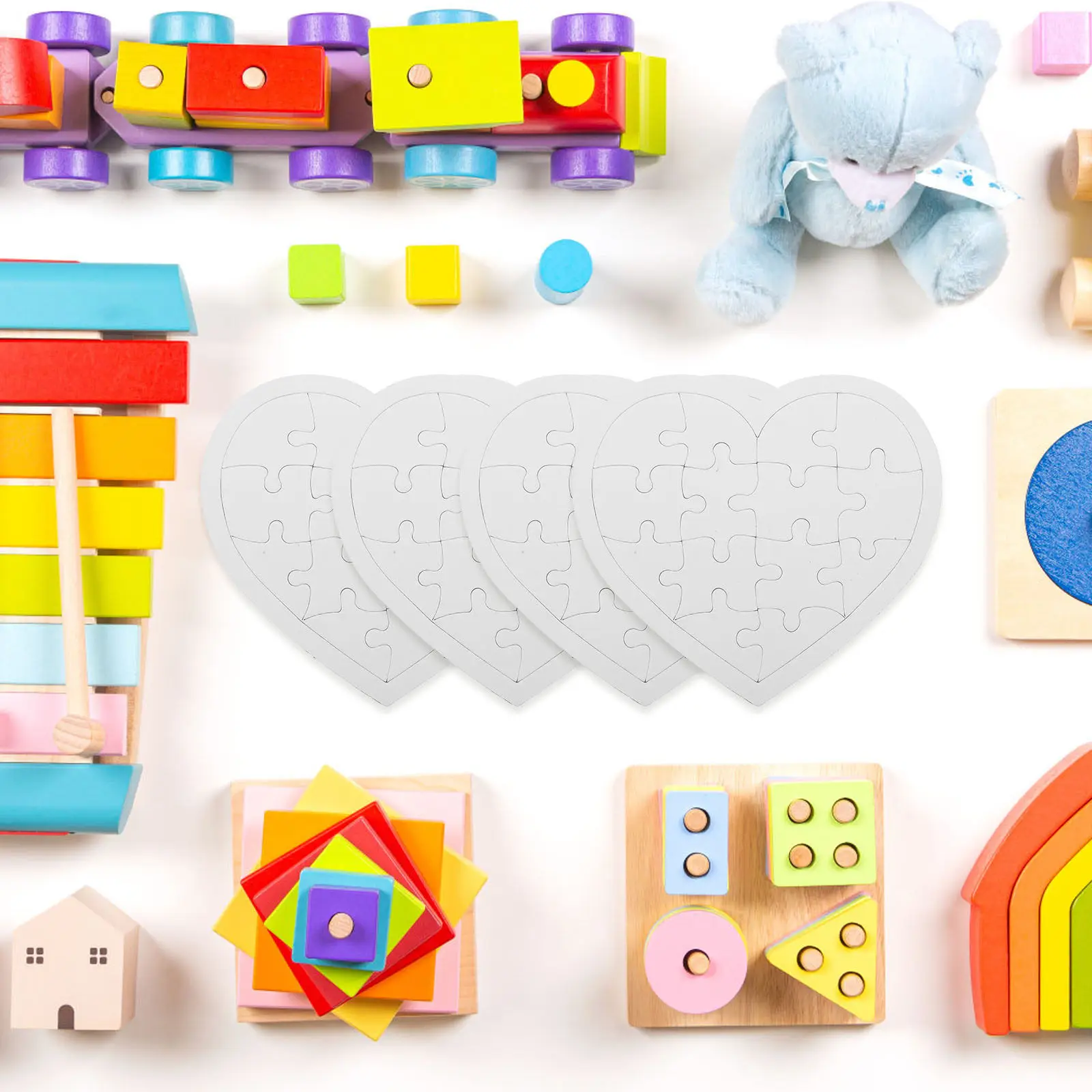 

4 Sheets DIY Blank Puzzles for Kids Creative Play Drawing Doodling Puzzle Solving Craft Stuff Blank Puzzle Pieces Crafting