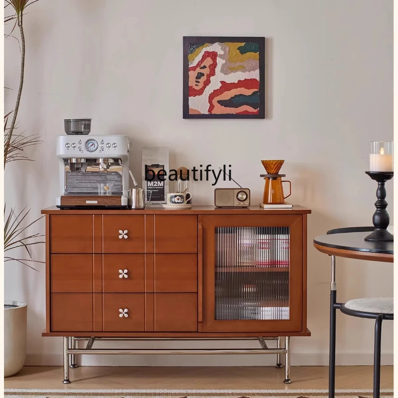 

Vintage Style Solid Wood Sideboard for Small Apartments, Multifunctional Storage Cabinet for Living Room, Home Tea Cabinet