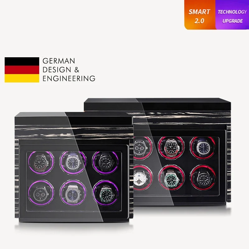 Embers 2026 New Watch Winder 2 3 4 6 8 Slots Wooden Watch Storage case LCD Display Touch Screen With Ambient Lighting