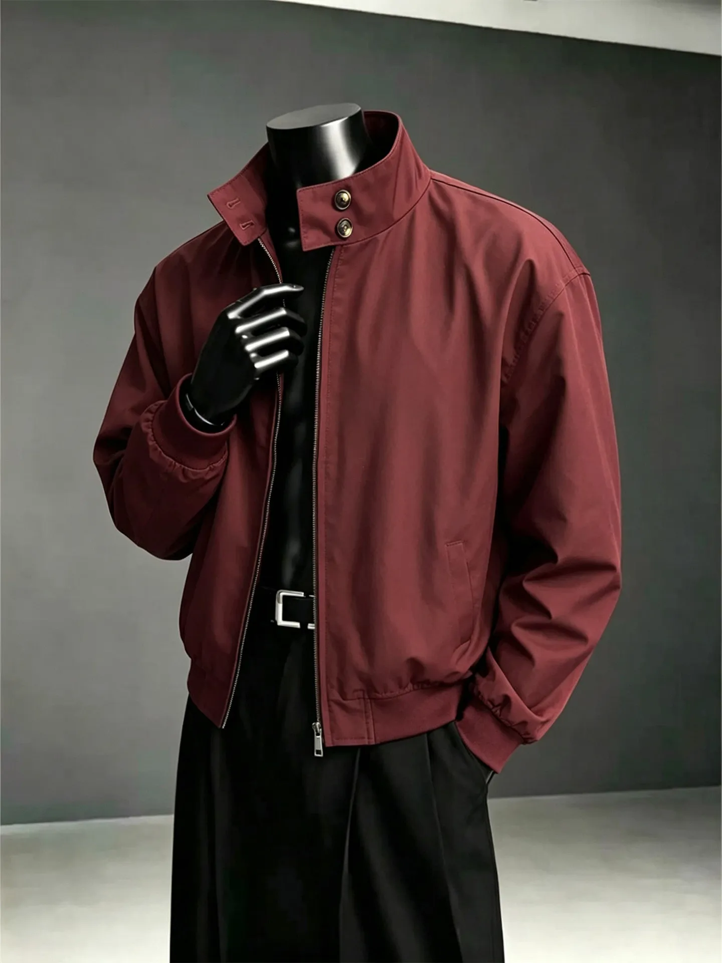 Harrington Red Short Flight Workwear Jacket Men's Autumn High-End Feeling Handsome American Style Stand Collar Baseball Uniform