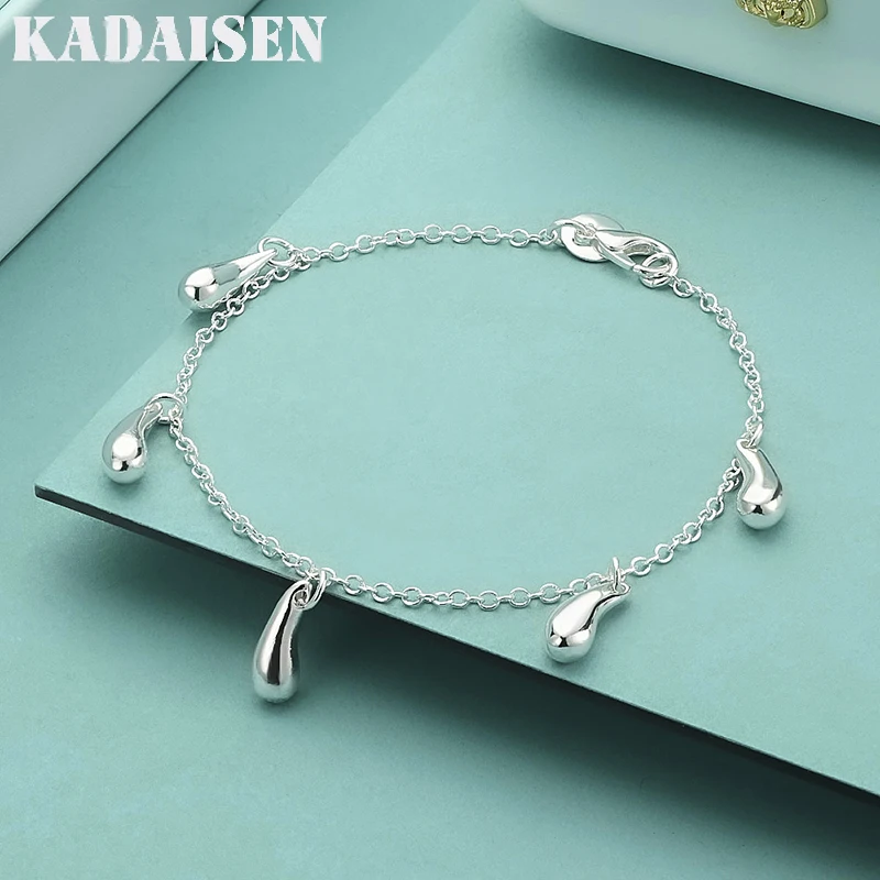 

Hot New 925 Sterling Silver Wild Five Water Droplets Chain Men'S Bracelets Wedding Party Wild Christmas Gifts Fashion Jewelry