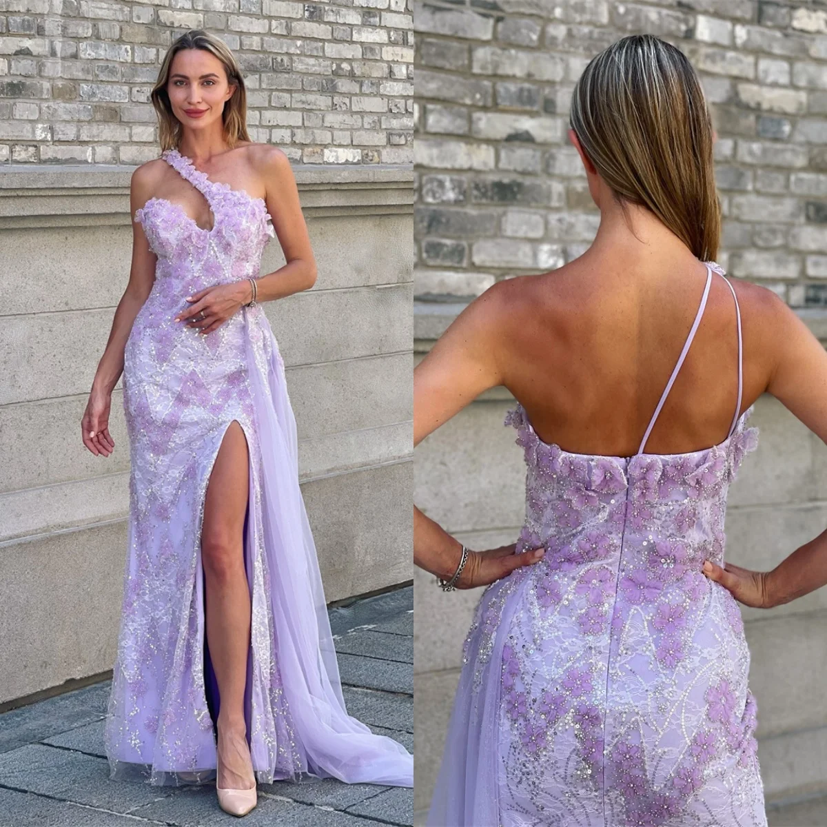 

Customized Sparkly Purple Jersey Homecoming Dress Elegant/ Graceful Strapless Ribbons Side Slit Mermaid Zipper Back Robe de soi