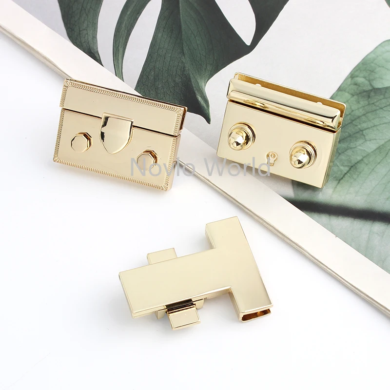 5-10-30sets 6 Size Light gold Durable And Variety Stylish Hardware Square Triangle Metal Snap Locks Press Lock For Bag