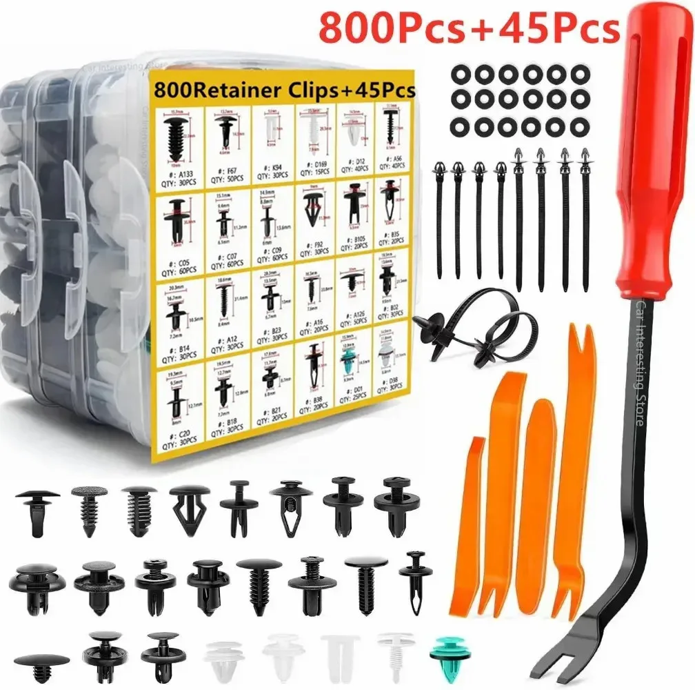 Nowy 800pc-100Pc Zestaw klipsów do mocowania błotników Zestaw nitów do błotników Auto Body Push Retainer Pin Rivet Bumper Door Trim Panel Retainer Repair