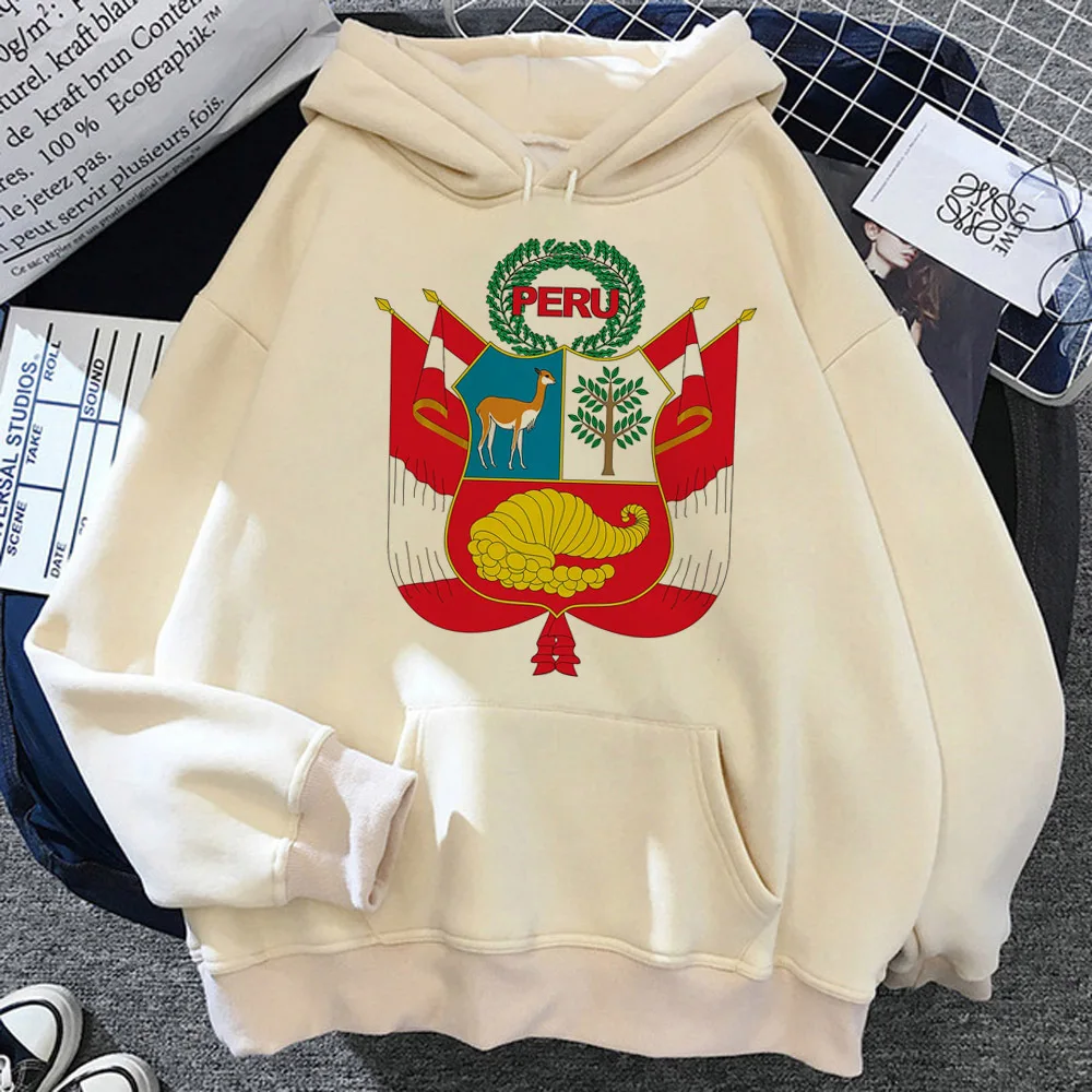 Peru Hoodie jugendliche Freizeit kleidung elegante Manga Streetwear Comic Frauen Hoddie Pullover japanischen Manga gemusterten Winter