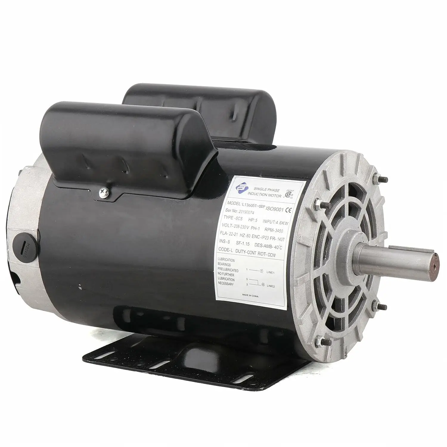 

5 HP SPL 3450 RPM P56 Frame Air Compressor 60 Hz Electric Motor 208-230 Volts Century Motor Single Phase# B385 5/8" Shaft