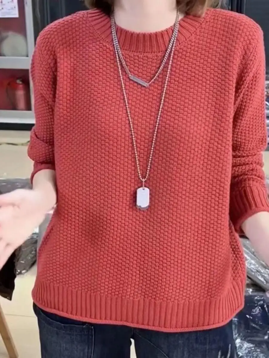 فضفاض المرأة محبوك سترة الخريف الشتاء Faionable لباس غير رسمي طويل Sve طاقم Ne قاعدة طبقة علوية اللحوم إخفاء #4