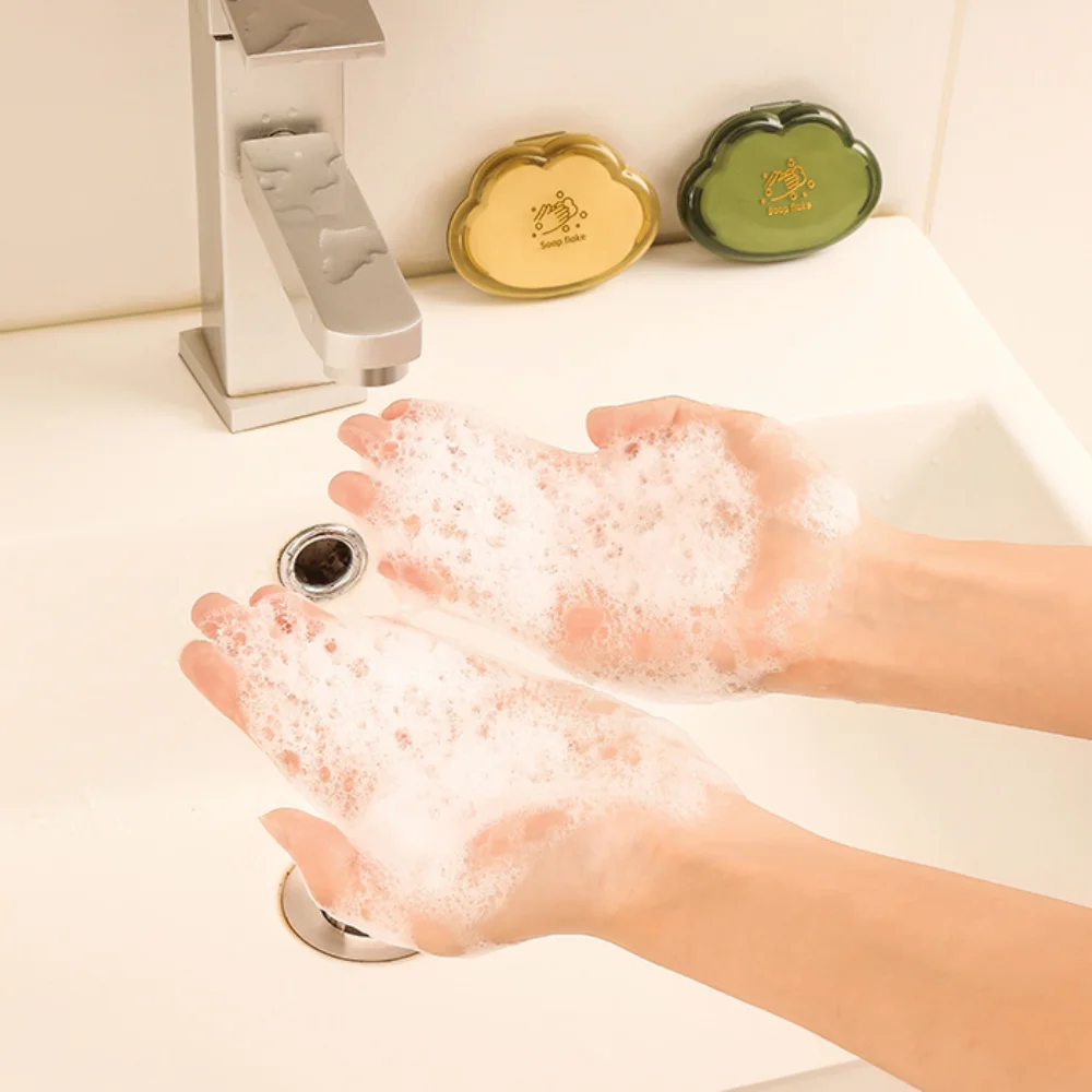 50pcs Portable Bath Soap Paper Disposable White Soap Flakes Cloud Shape Thin Hand Soap Paper