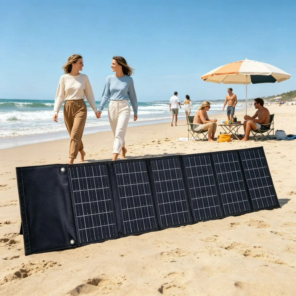 Emergency Backup 50W 90W Portable Foldable Solar Charger Dual USB DC Output Waterproof ETFE Panel With Carry Handle For Camping