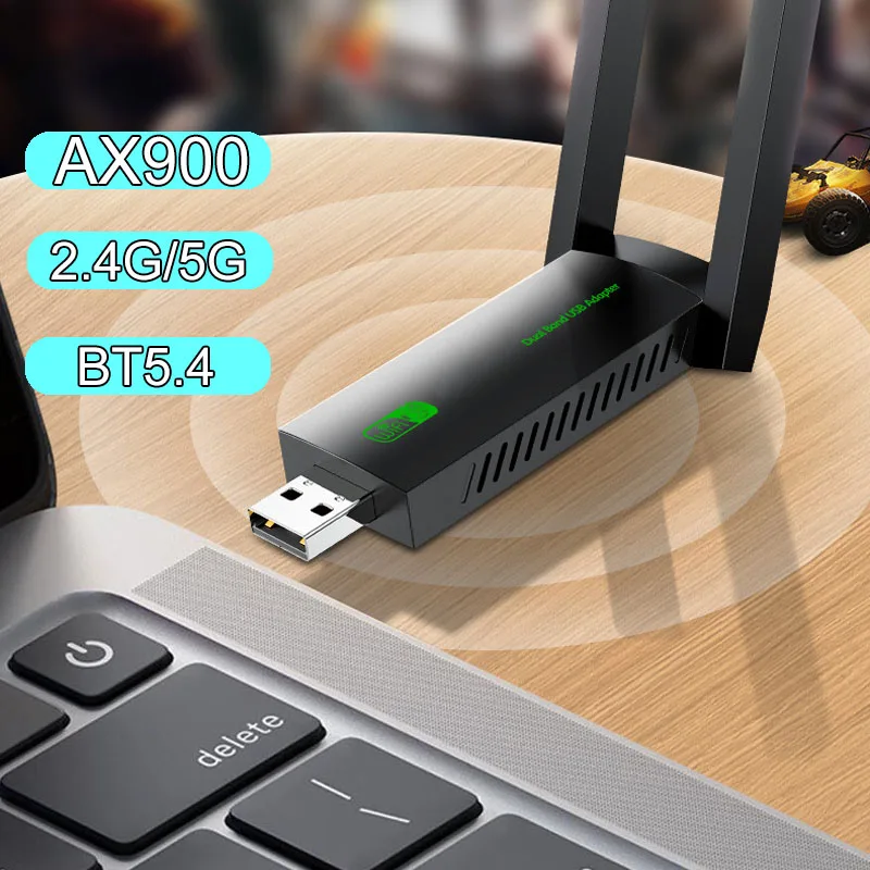 

WIFI 6 Bluetooth Adapter AX900 Network Card 2.4G&5GHz Dual Band Signal Receiver USB Dongle For Laptop Driver Free PC Accessoreis