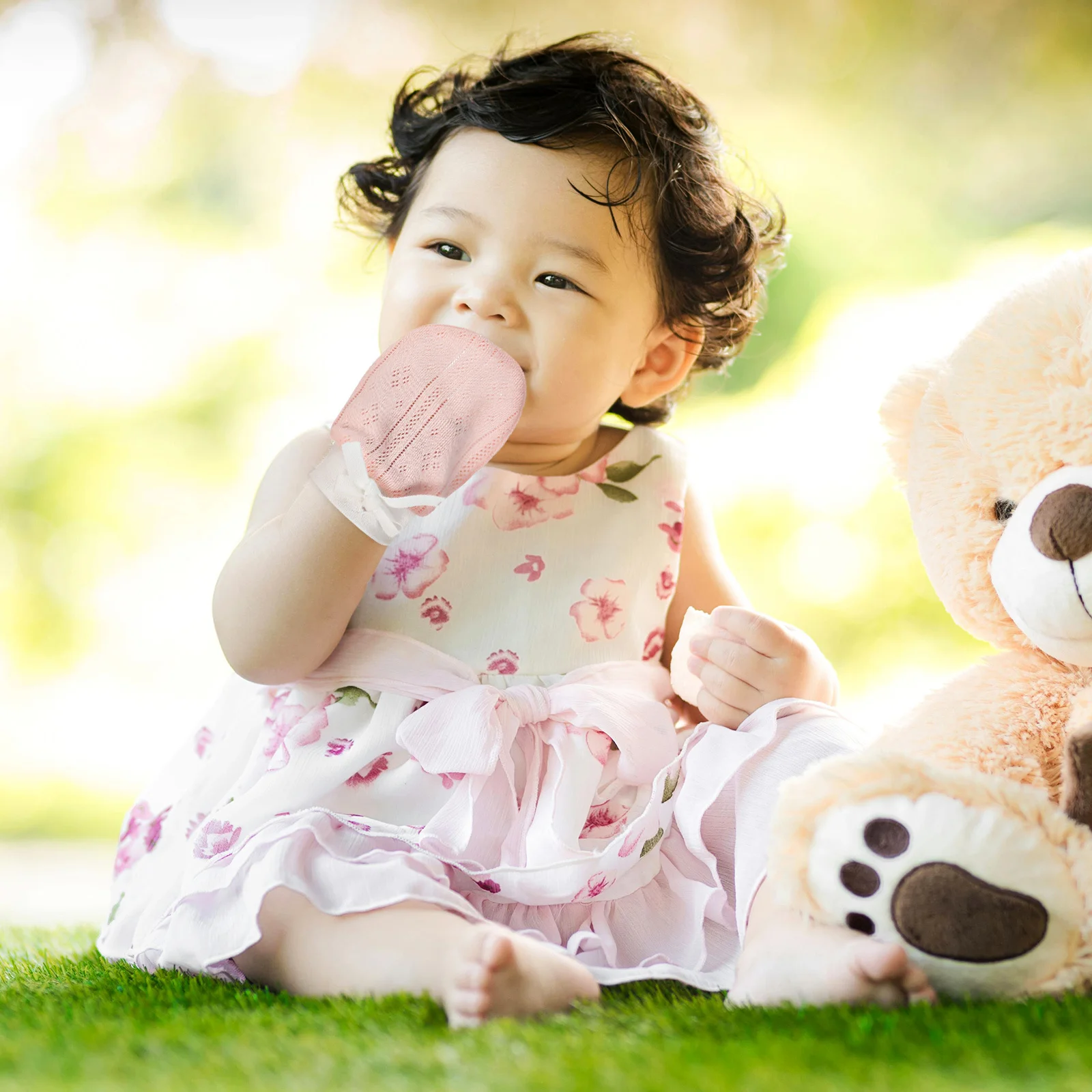 2 أزواج القفازات لحديثي الولادة القطن الرضع قفازات اليد لينة بسط لا خدش القفازات الوليد للطفل فتاة صبي #1