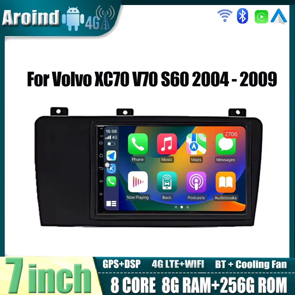 Car Radio Screen For Volvo XC70 V70 S60 2005 2006-2009 Automotive Multimedia Stereo Player Navigation GPS Car Accessory WIFI 4G