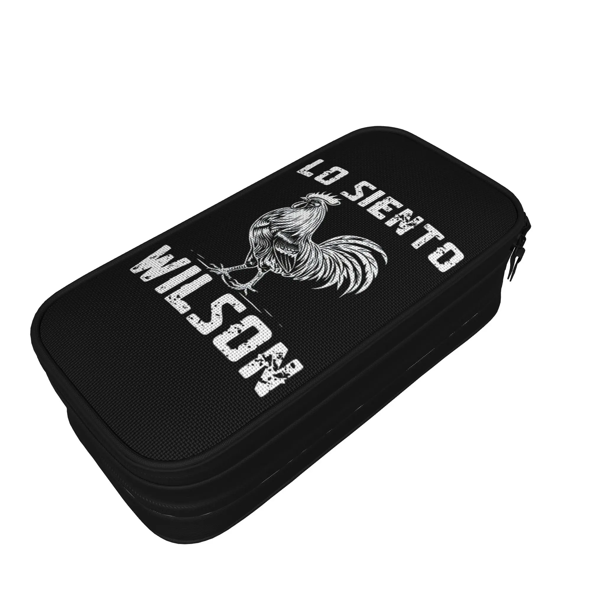 New Wilson-Lo-Siento Chicken Meme Pencil Case Funny Rooster Humor Pencilcases Pen Holder Student Large Storage Bags Stationery