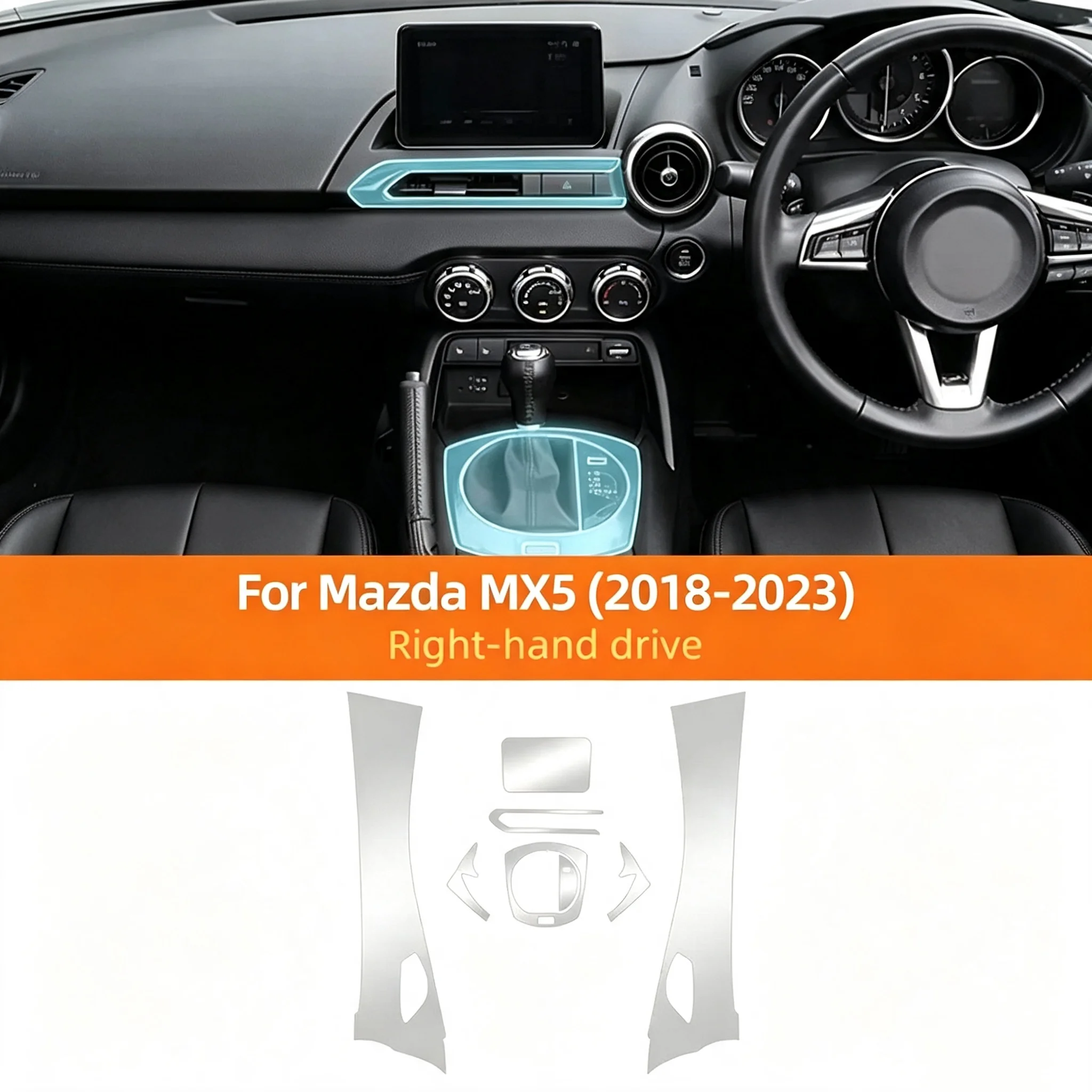 TPU Paint Transparent Protection Film For Mazda MX5 2022 2023 Car Interior Console Scratch PPF Anti-scratch Protection Film